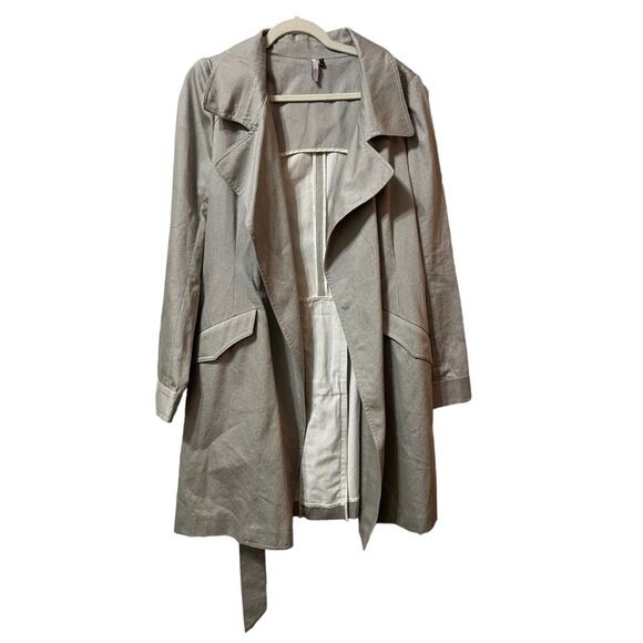 IISLI Women’s Trench Coat Metallic Silver Belted Size 8 - Picture 3 of 8